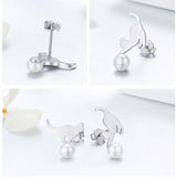 Cat earrings with a delicate pearl nz
