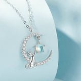 Cat on Moon Silver Necklace nz