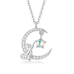 Cat on Moon Silver Necklace nz