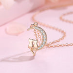 Cat On The Moon Necklace Rose gold nz
