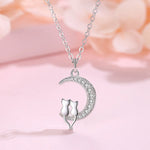 Cat On The Moon Necklace Silver nz