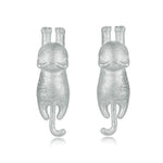 Cat pendant earrings silver 925 nz