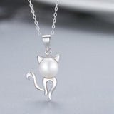 Cat Pendant with Pearl nz