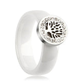 Ceramic Tree of Life Ring 52 mm / White nz