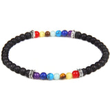 Chakra Lava Stone Bracelet rock / 17 cm nz