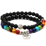 Chakra lava stone lithotherapy bracelet 35 cm nz