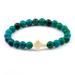 Christian cross natural stone bracelet nz