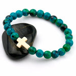 Christian cross natural stone bracelet nz