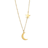 Classic Moon and star necklace Golden nz