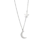 Classic Moon and star necklace Silver nz