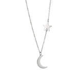 Classic Moon and star necklace Silver nz