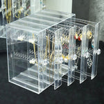 Clear Earring Box 5 drawers White nz