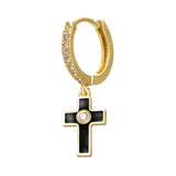 Colourful cross earrings Black nz