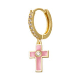 Colourful cross earrings Pink nz