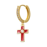 Colourful cross earrings Red nz