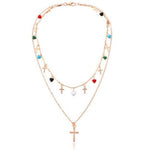 Colourful cross necklace Gold nz
