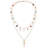 Colourful cross necklace Gold nz