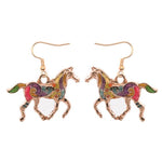Colourful horse dangle earrings Gold nz