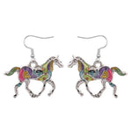 Colourful horse dangle earrings Silver nz