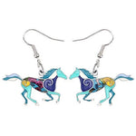 Colourful horse earrings Blue nz