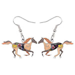 Colourful horse earrings Brown nz