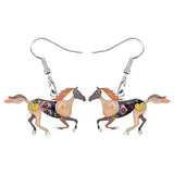 Colourful horse earrings Brown nz