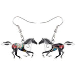 Colourful horse earrings Grey nz