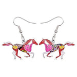 Colourful horse earrings Red nz
