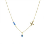 Cross And Evil Eye Necklace Gold nz