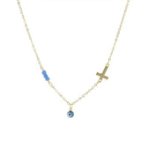 Cross And Evil Eye Necklace Gold nz
