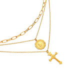 Cross and medal necklace Gold nz