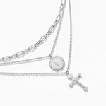 Cross and medal necklace Silver nz