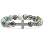 Cross and pearl bracelet African turquoise / 16 cm nz