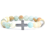 Cross and pearl bracelet Amazonite / 16 cm nz