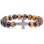Cross and pearl bracelet Eye of the tiger / 16 cm nz