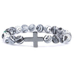 Cross and pearl bracelet Pearl grey / 16 cm nz