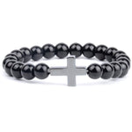 Cross and pearl bracelet High gloss black / 16 cm nz