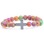 Cross and pearl bracelet Multicoloured / 16 cm nz