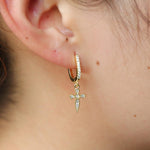 Cross drop earrings Gold nz