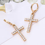 Cross earrings with rhinestones Gold nz