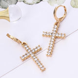 Cross earrings with rhinestones Gold nz