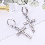 Cross earrings with rhinestones Silver nz