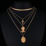 Cross flower necklace Gold nz