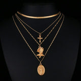 Cross flower necklace Gold nz