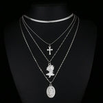 Cross flower necklace Silver nz