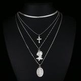 Cross flower necklace Silver nz