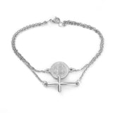 Cross medal bracelet Silver colour / 17 cm nz