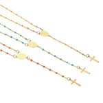 Cross Necklace with Colourful Pearls nz
