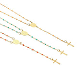 Cross Necklace with Colourful Pearls nz