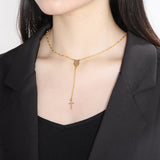 Cross Necklace with Colourful Pearls nz